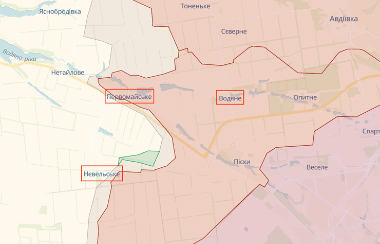 Водяне, Первомайське, Невельське, карта наступ, карта війни в Україні онлайн, DeepState, карта бойових дій