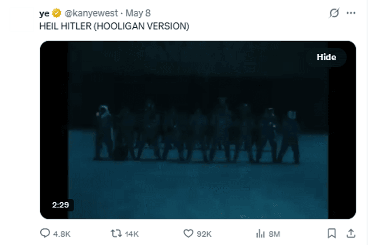 трек Каньє Веста про Гітлера у мережі X