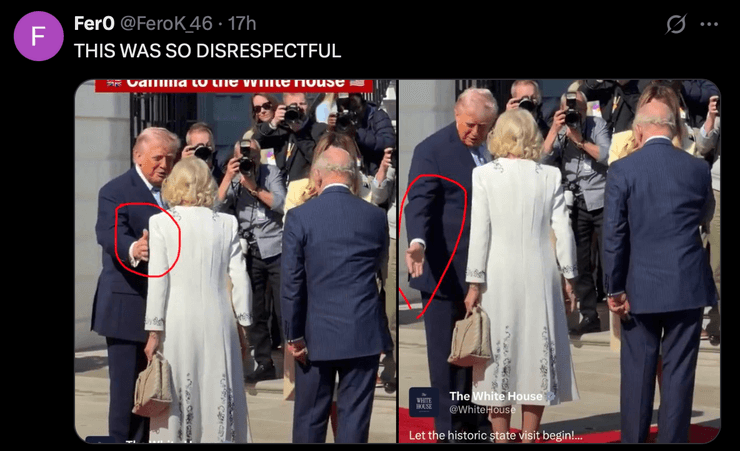 Трамп торкнувся королеву Каміллу