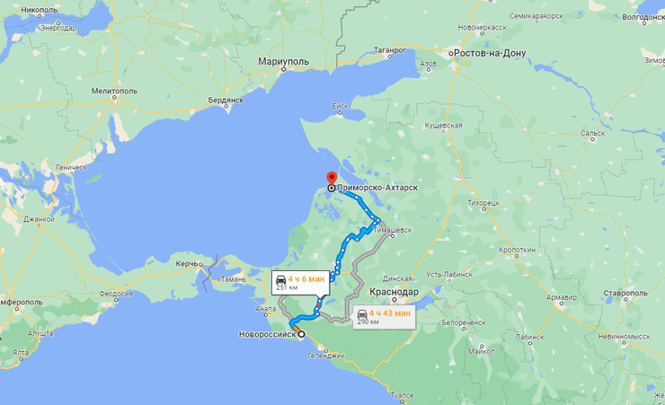 Приморсько-Ахтарськ, Кримський міст, Новоросійськ