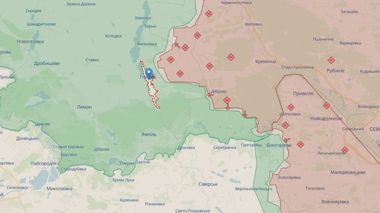 Торское на Донетчине на карте Deepstatemap