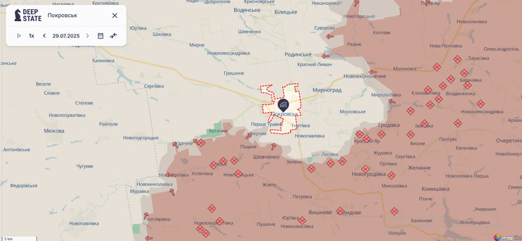 Покровск на карте DeepState