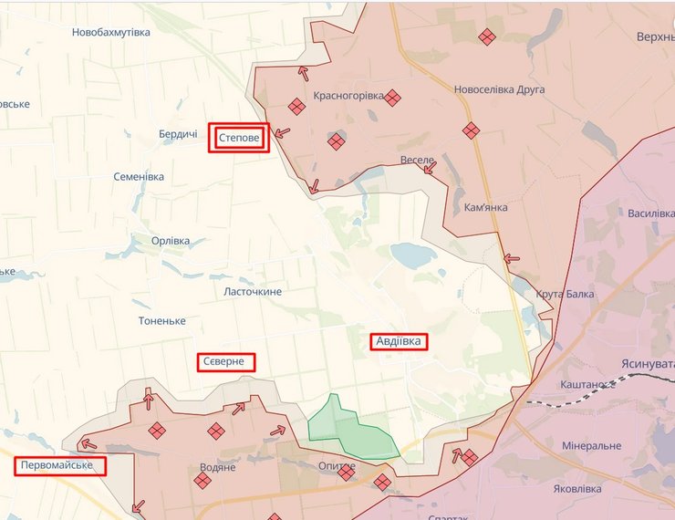 Ситуация на линии фронта возле Авдеевки