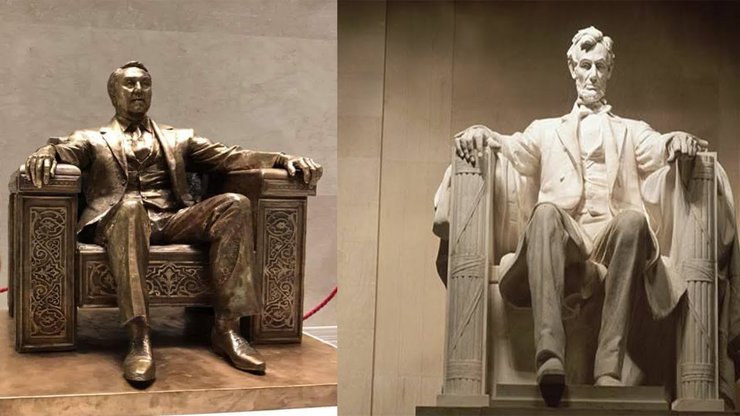 памятники назарбаеву и линкольну