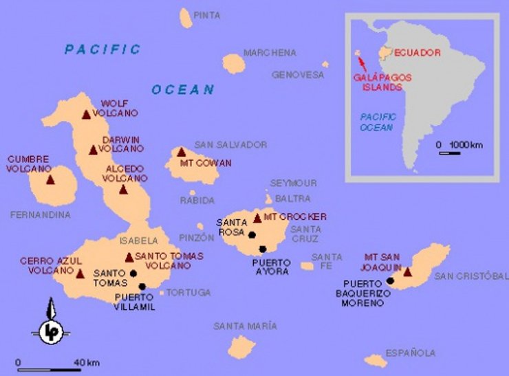 галапагосские острова, карта