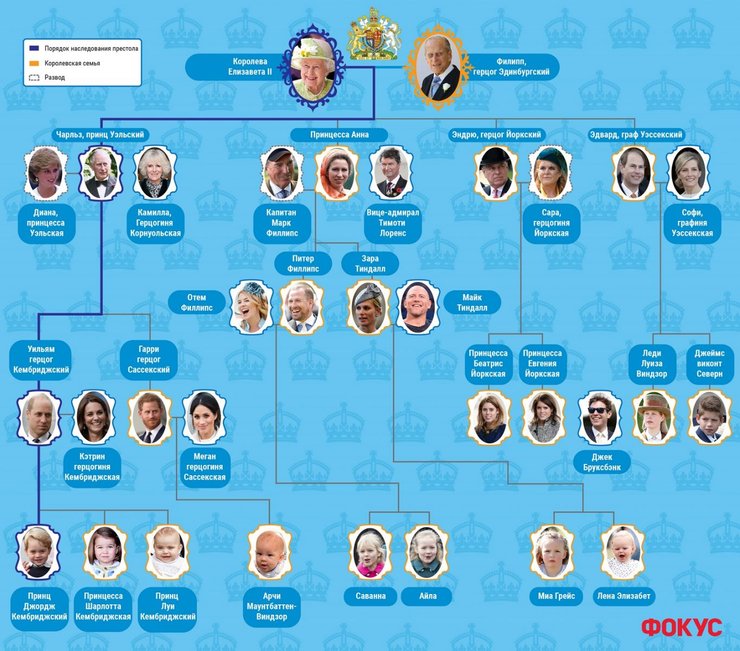 королівська сім'я, королівська сім'я великобританії, хто є хто у королівській родині, древо королівської сім'ї, члени королівської сім'ї, внуки і правнуки королеви єлизавети