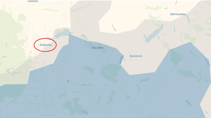 Поселок Коренево на карте