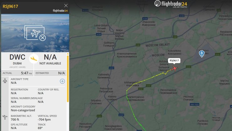 Данные сервиса Flight Radar