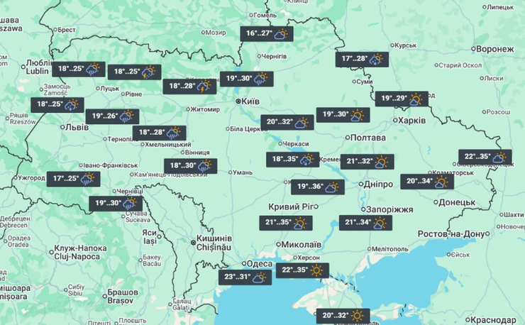 погода в Україні сьогодні 22 липня спека