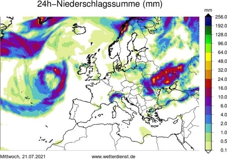 карта дождей, 21 июля