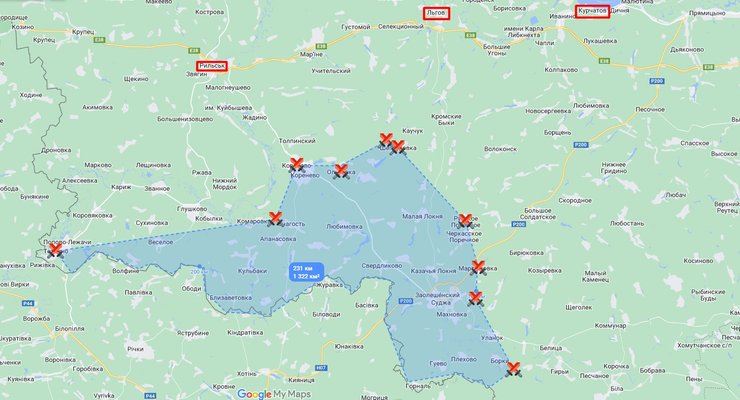 Прорыв в Курской области, боевые действия, 19 августа, карта