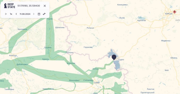 Прорыв в Курской области, газовая станция Суджа, Суджа, карта, координаты