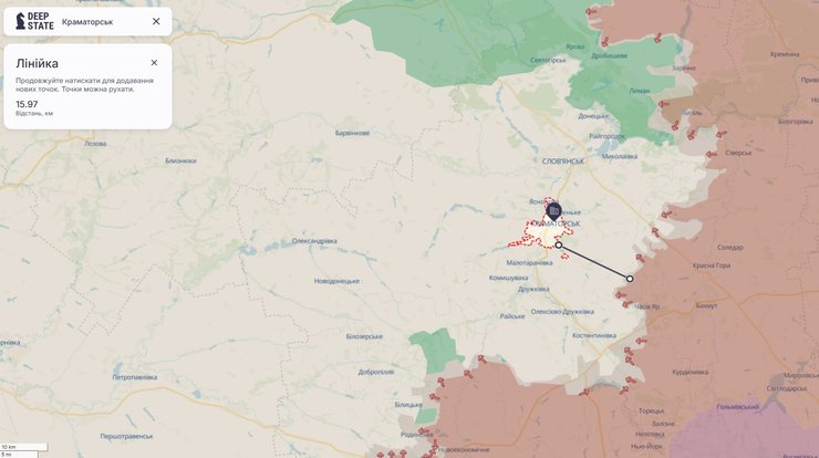 Карта фронта под Краматорском по состоянию на 12 февраля