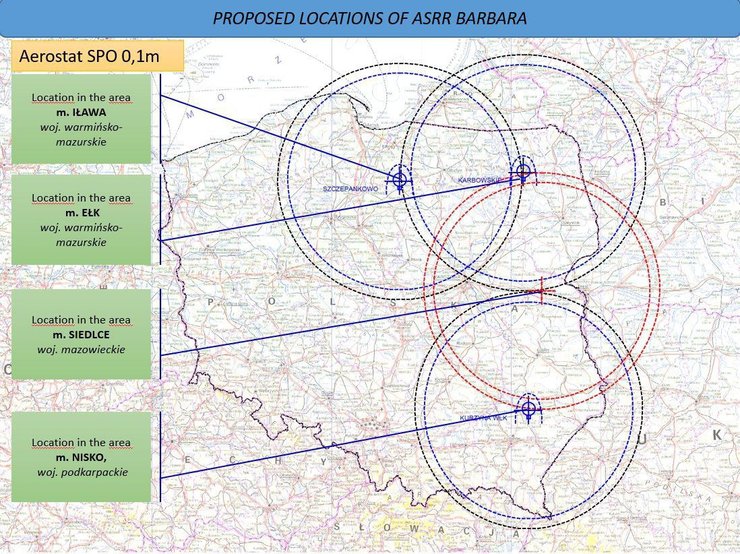 Карта расположения аэростатов