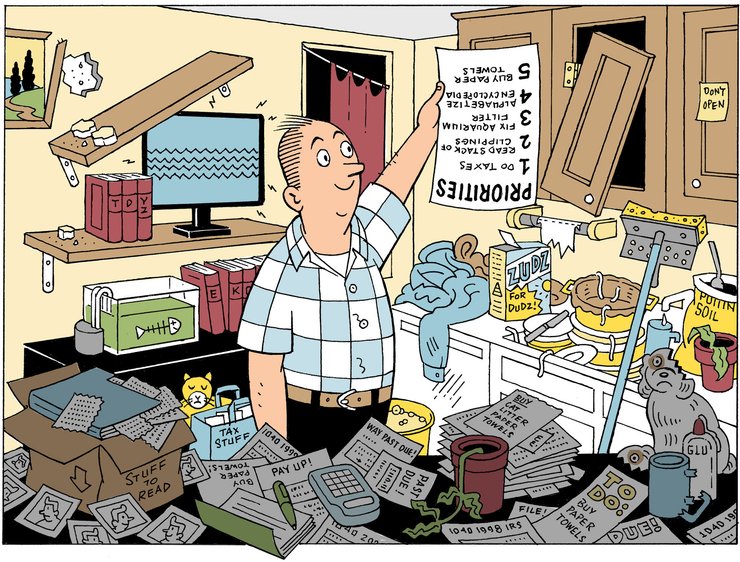 парень, дом, хлам, рисунок, фото