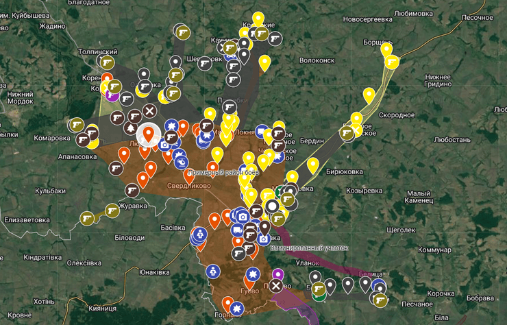 Карта боевых действий в Курской области