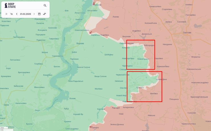 Карта фронта в Луганской области, 1 апреля, DeepState