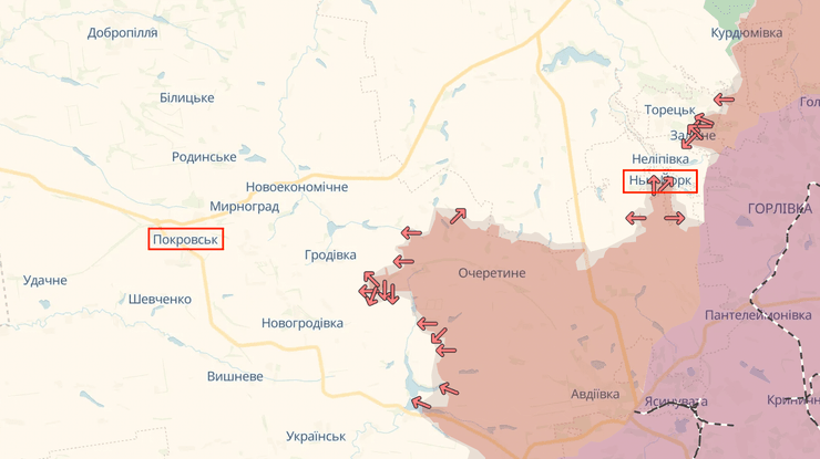 Донецкая область, Покровское направление, Торецкое направление, Покровск, Торецк, Нью-Йорк, ситуация на фронте
