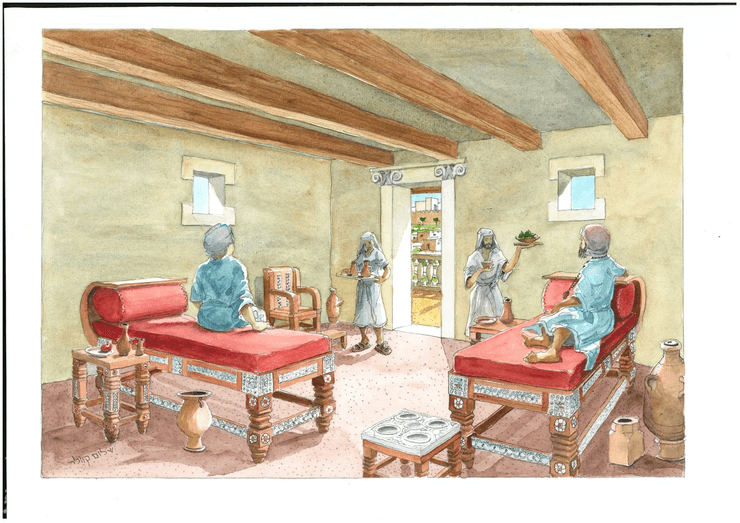 реконструкция, кушетки, люди, рисунок, фото