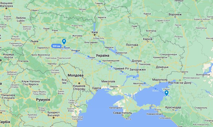 Ночная атака дронов 15 сентября: ориентировочный маршрут