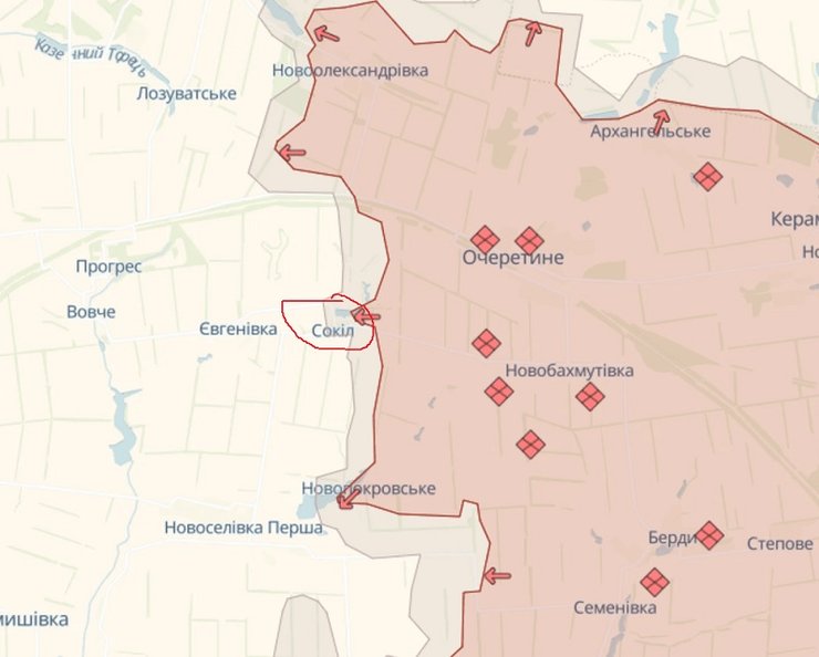 Российская армия продвинулась неподалеку от Сокола