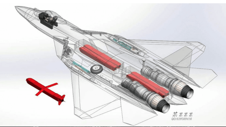 Зображення теоретичного розміщення Х-69 на Су-57