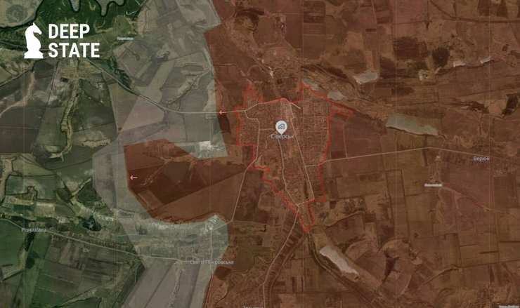 Оккупированный Северск на карте