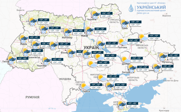 карта погоди, 2 червня