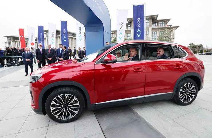 Эрдоган и первый турецкий автомобиль, турецкий автомобиль, турецкий электромобиль, первый турецкий автомобиль, TOGG T10 X