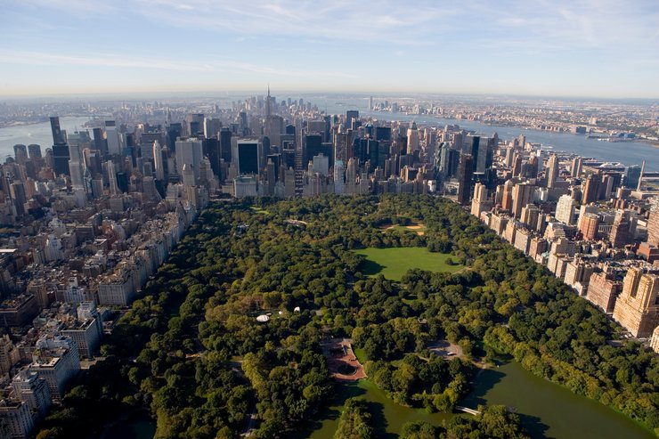 Центральный парк - зеленая зона Нью-Йорка, аэросъемка