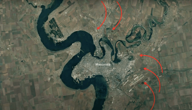 Движение российских войск, в сторону Николаева.