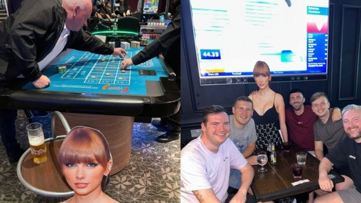 Картонна Тейлор Свіфт, Тейлор Свіфт, побачення, казино, ресторан, бар, пак, покарання, суперечка, друзі,