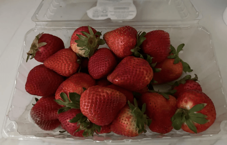 Клубника, ягоды, фрукты, гнилая клубника, плесень, клубника с плесенью, заметила нечто странное, пластиковый контейнер, упаковка клубники, налет плесени