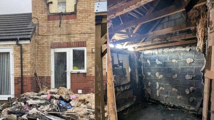 Дом, подвал, руины, пожар,