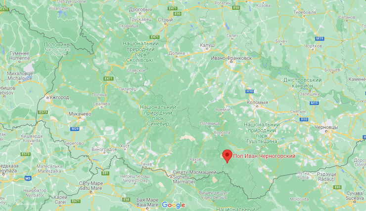 гора поп иван, карта