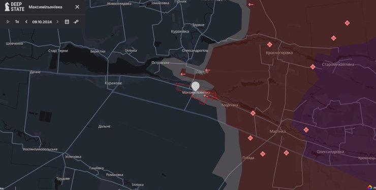 Карта боїв у Максимільянівці