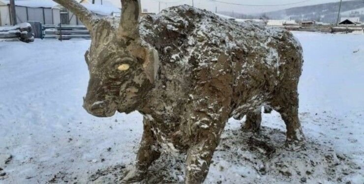 Скульптура, навоз, Новый год, Россия, РФ, Якутия
