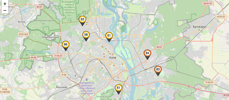 Забрудненість повітря, Київ, столиця, лівий берег Києва, правий берег Києва