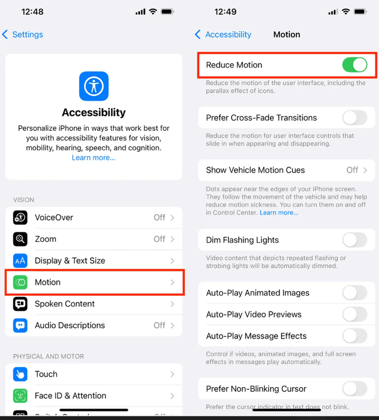 как отключить анимацию на смартфоне