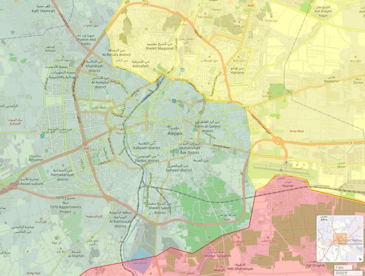 Карта боїв навколо Алеппо