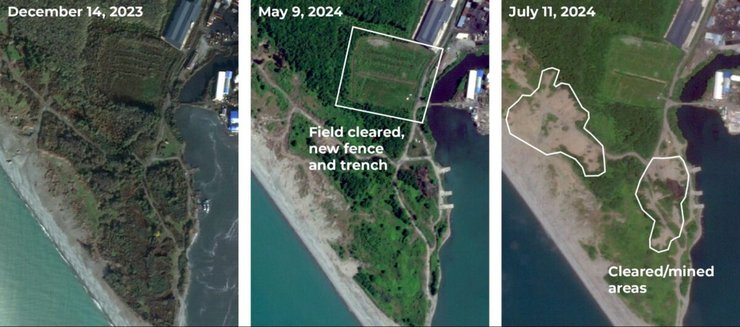 Фотографії будівельних робіт біля гавані в Очамчирі від Planet Labs PBC