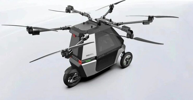 летающий мотоцикл-амфибия, Kuickwheel Skyrider X6, мотоцикл-амфибия, летающее авто, Kuickwheel Skyrider X6, мотоцикл-амфибия