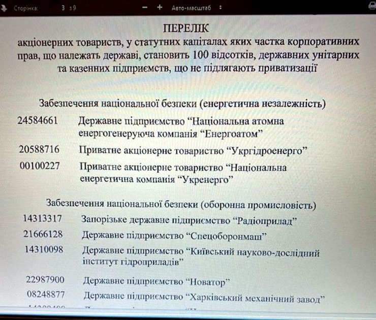 список предприятий запрещенных к приватизации