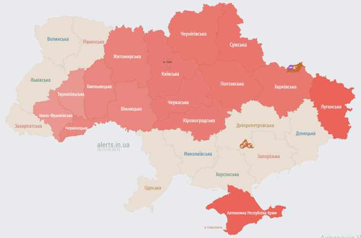 Карта тревог Украины