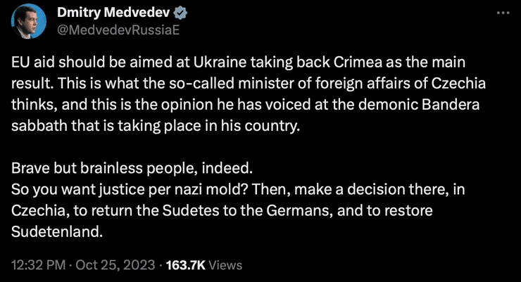 Дмитрий Медведев, бывший президент России, война РФ против Украины, Крымский полуостров, Ян Липавский