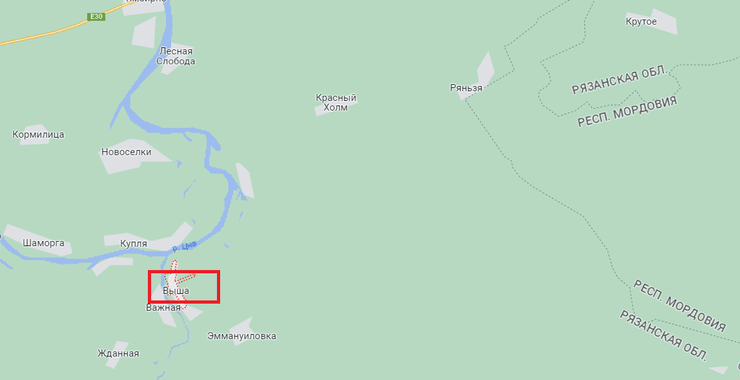 карта рязанская область, выша россия