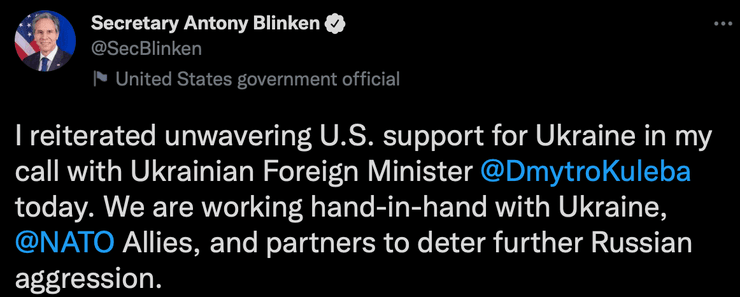 Блинкен, Кулеба, переговоры, вторжение россии, российские войска