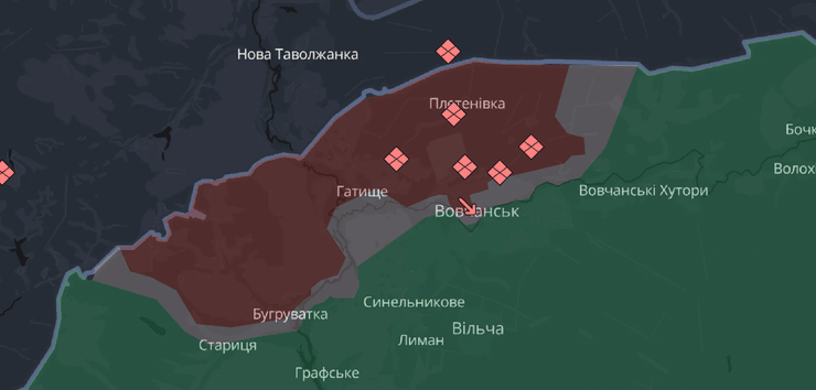 Карта боевых действий Харьковщина