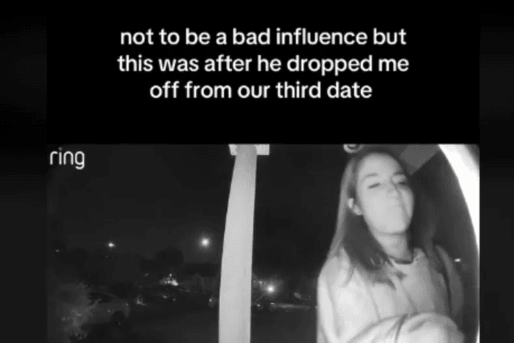 Дверний дзвінок, камера, камера на дверях, дівчина повернулася з побачення, третє побачення, камера Ring, TikTok, зізнання в коханні, зізналася в коханні,