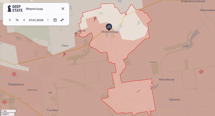 Мирноград карта бої